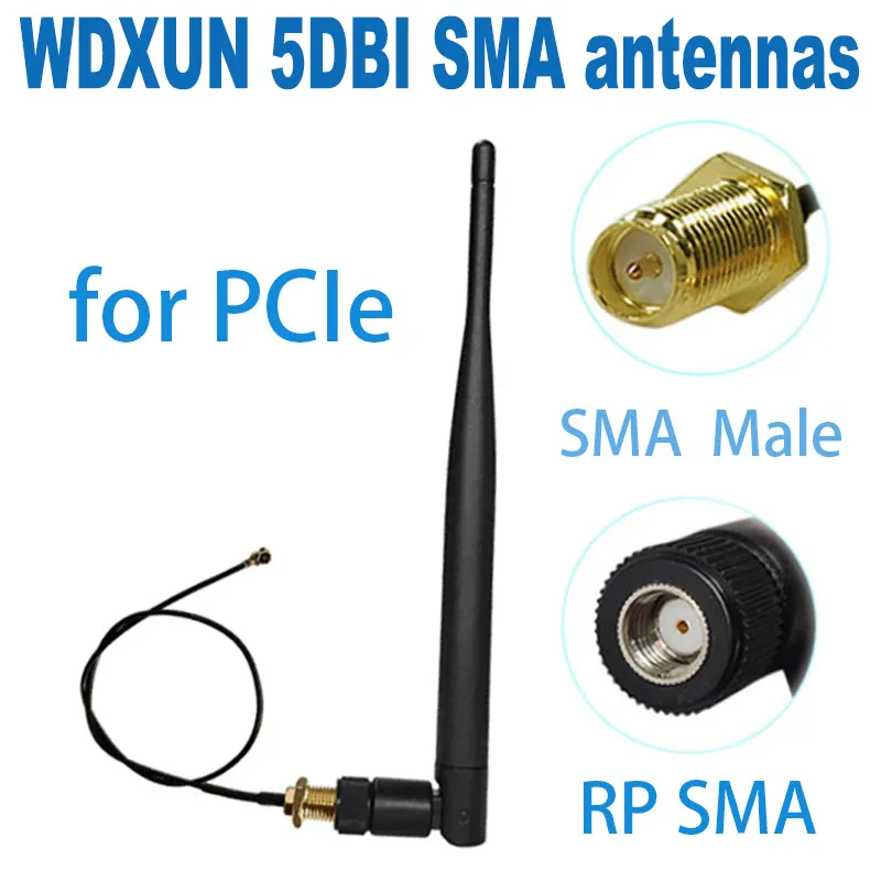 2,4 GHz Antenne 5dbi rp sma Stecker 2,4g WLAN-Antenne rp sma 2,4g 5db WLAN-Antenne 15cm sma Buchse an ipx 1,13 c