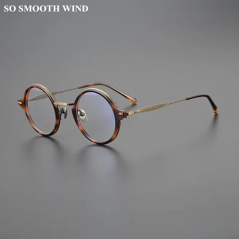 

Retro Round Glasses Frame for Men Women Titanium Acetate Optical Prescription Eyeglasses Myopia Spectacles Eyewear Presbyopia