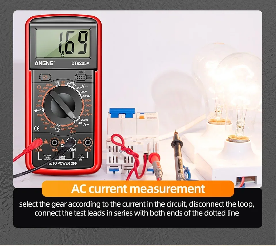 Professionelles Multimeter-Testgerät ANENG 1999 Counts Digital DT9205A-12 AC-Spannungsmessgeräte Hochpräzise Elektriker- und Mechanikerwerkzeuge – Detail 13