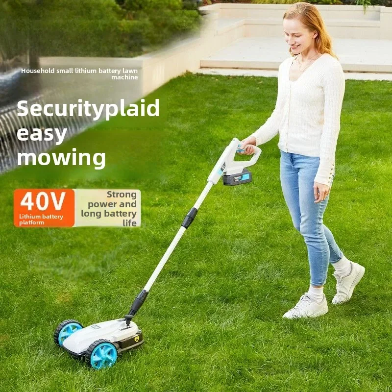 Lithium Battery Lawn Mower Small Household Rechargeable Brushless Electric Lawn Machine Gardening Lawn Mower