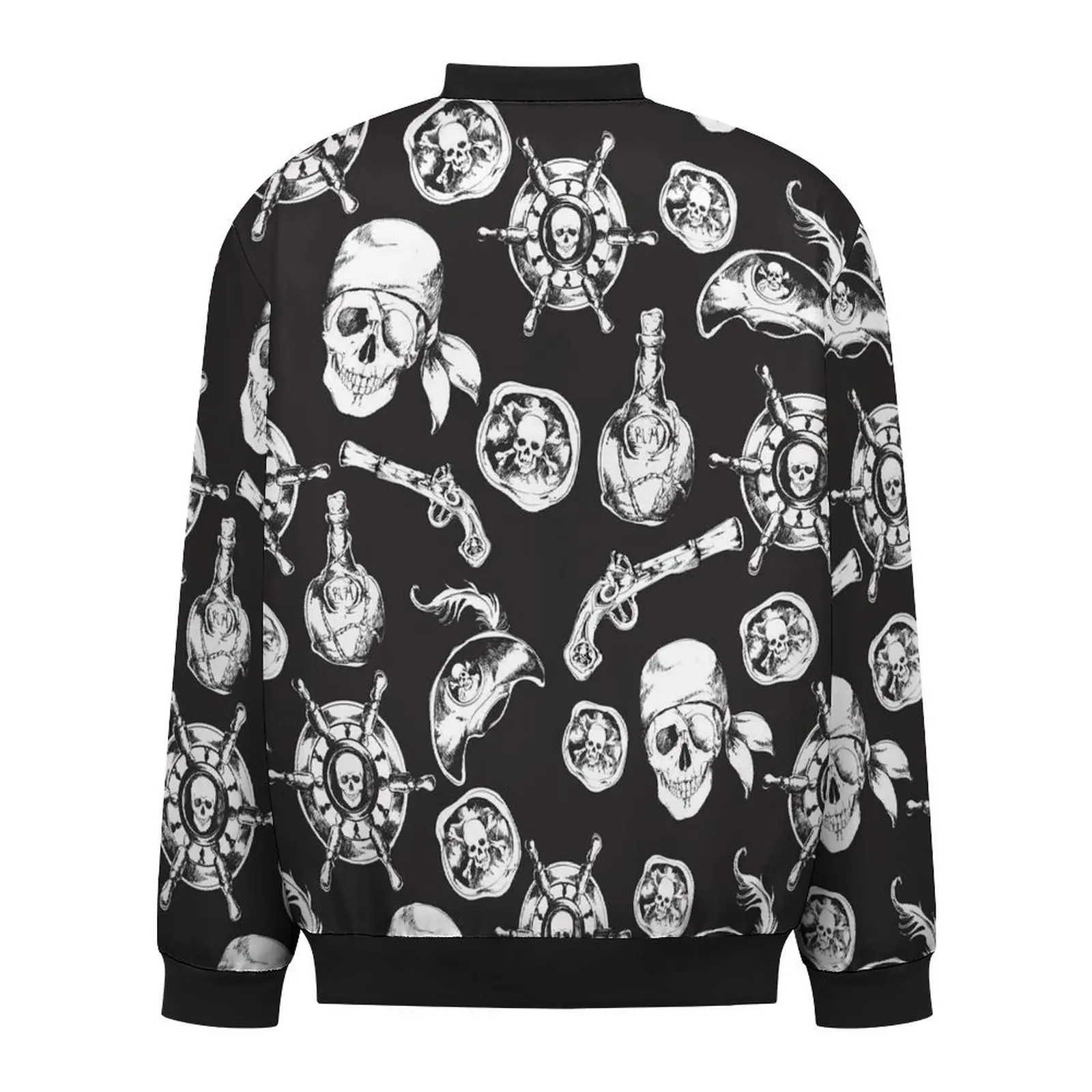 Chaqueta informal de pirata para hombre, abrigo holgado con estampado de pistola y Calavera, cortavientos a prueba de viento, moda urbana de invierno, talla grande