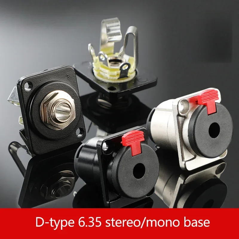D-type 6.35mm Stereo Metal Welded Female Base Large 3 Core Headphone Microphone,XLR Panel Guitar Cable Adapter
