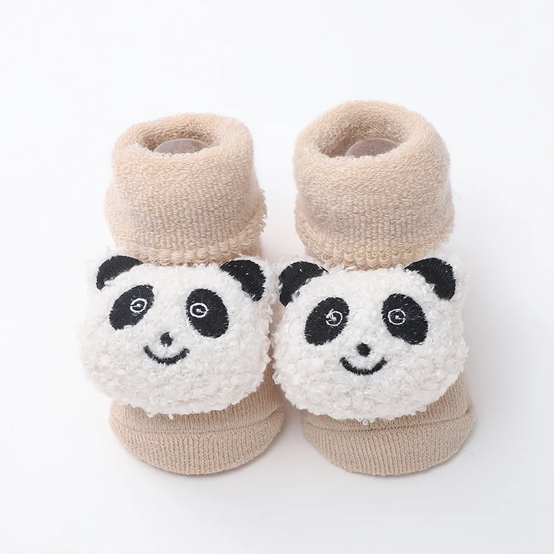 Winter New Cute Panda Baby Socks For Boys Girls Soft Cotton Anti Slip Solid Newborn Toddler Cartoon Animal Kids Thicken Socken