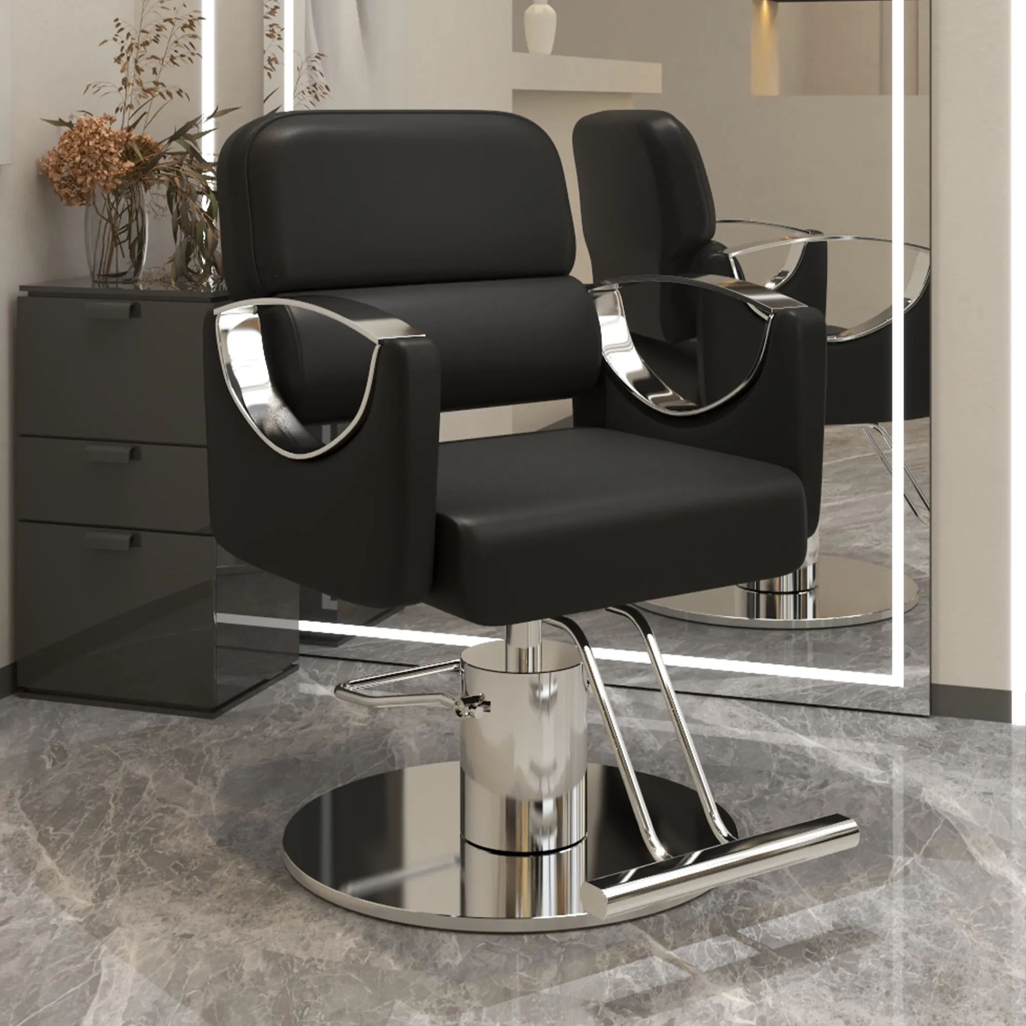 Makeup Waiting Swivel Barber Chair Reclining Tattoo Cosmetic Barber Chair Pedicure Shop Cadeira De Barbeiro Commercial Furniture