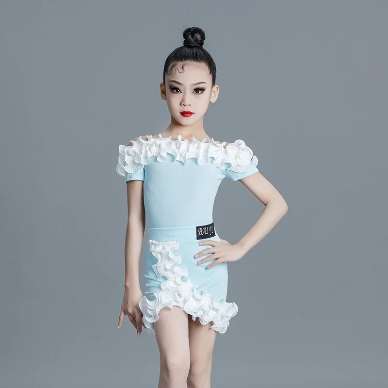 Tango Ballroom Salsa Dance Practice Clothes Girls Latin Dance Dress Girls Competition Performance Costume Dance Skirt Set