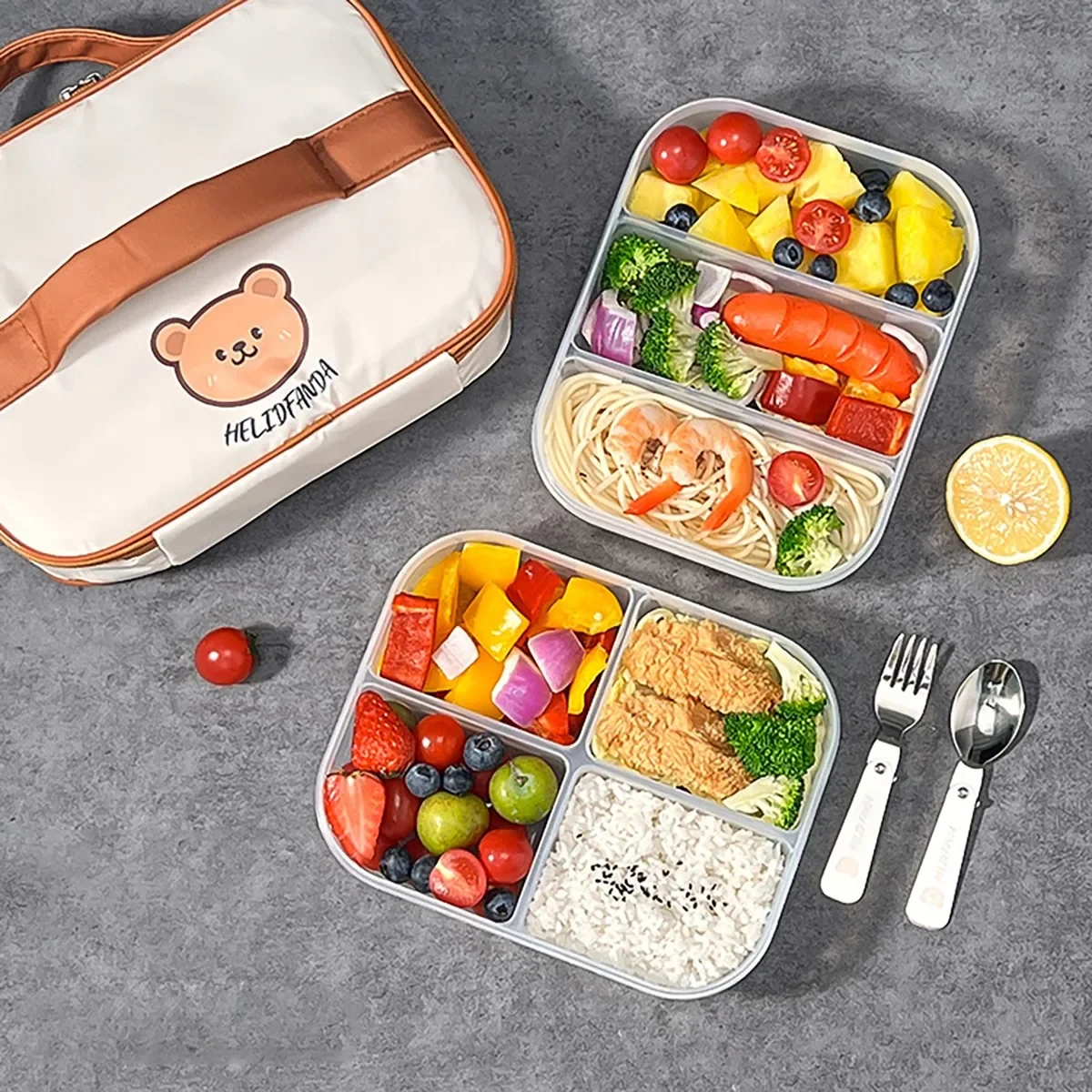 3/4/6 Grids Plastic Divided Bento Lunch Box With Handle Picnic Portable Leak-proof Student Kids Lunch Container Microwave Safe