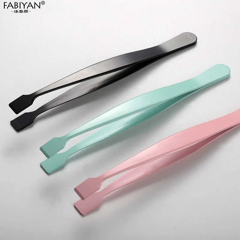 Pęsety do przedłużania rzęs ze stali nierdzewnej z płaską główką, klipsy do przedłużania sztucznych rzęs, precyzyjne pęsety do makijażu.