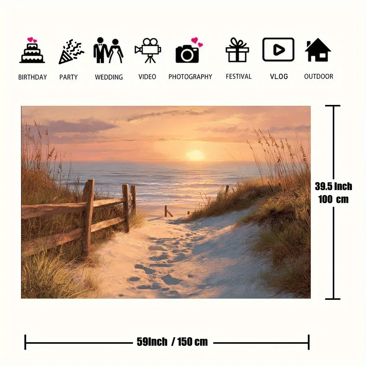 Romantic Tropical Ocean Sunset Beach Landscape Tapestry Mural Coastal Wall Art Polyester Decor Home Decor Gift