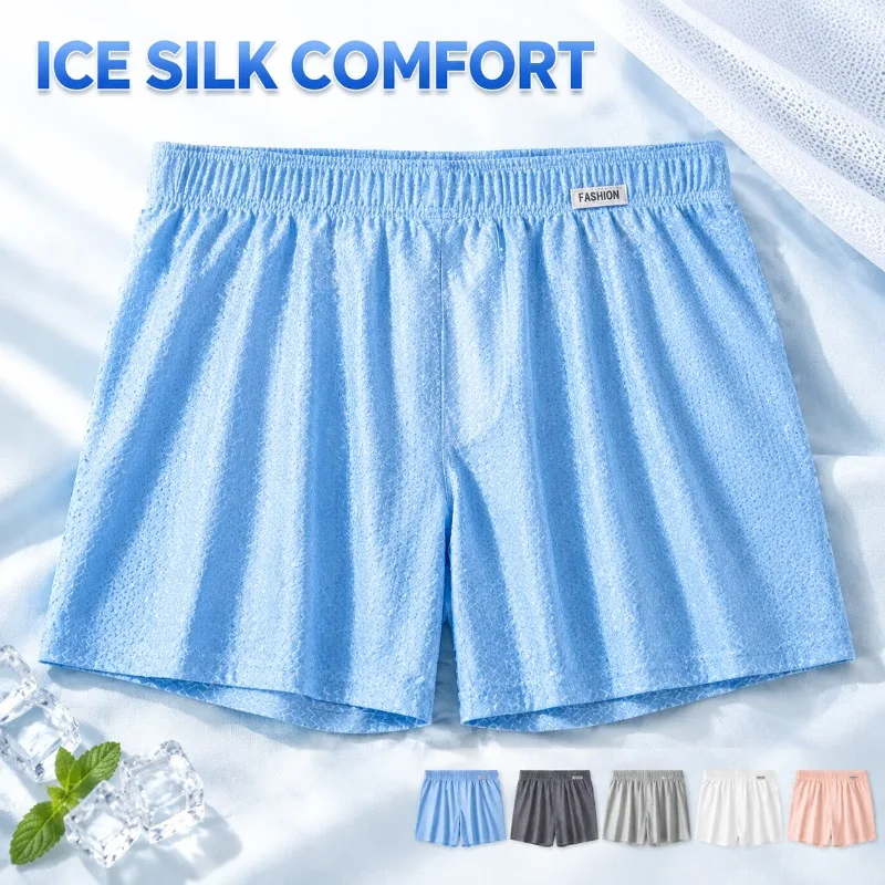 Herren-Boxershorts aus Eisseiden-Mesh, atmungsaktive, schnelltrocknende Nylon-Unterwäsche für den Sommer, leichte und bequeme Unterhosen für den täglichen Sport.