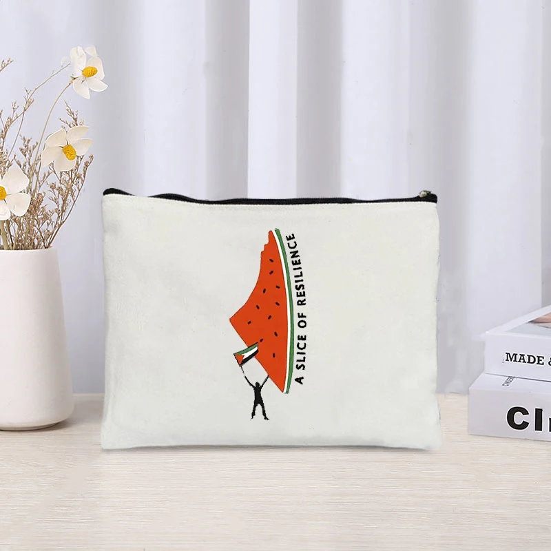 Watermelon Graphics Print Canvas Bag New Lipstick Perfume Cosmetic Bag Organizer Office Supplies Sundry Zipper Pencil Case Pouch