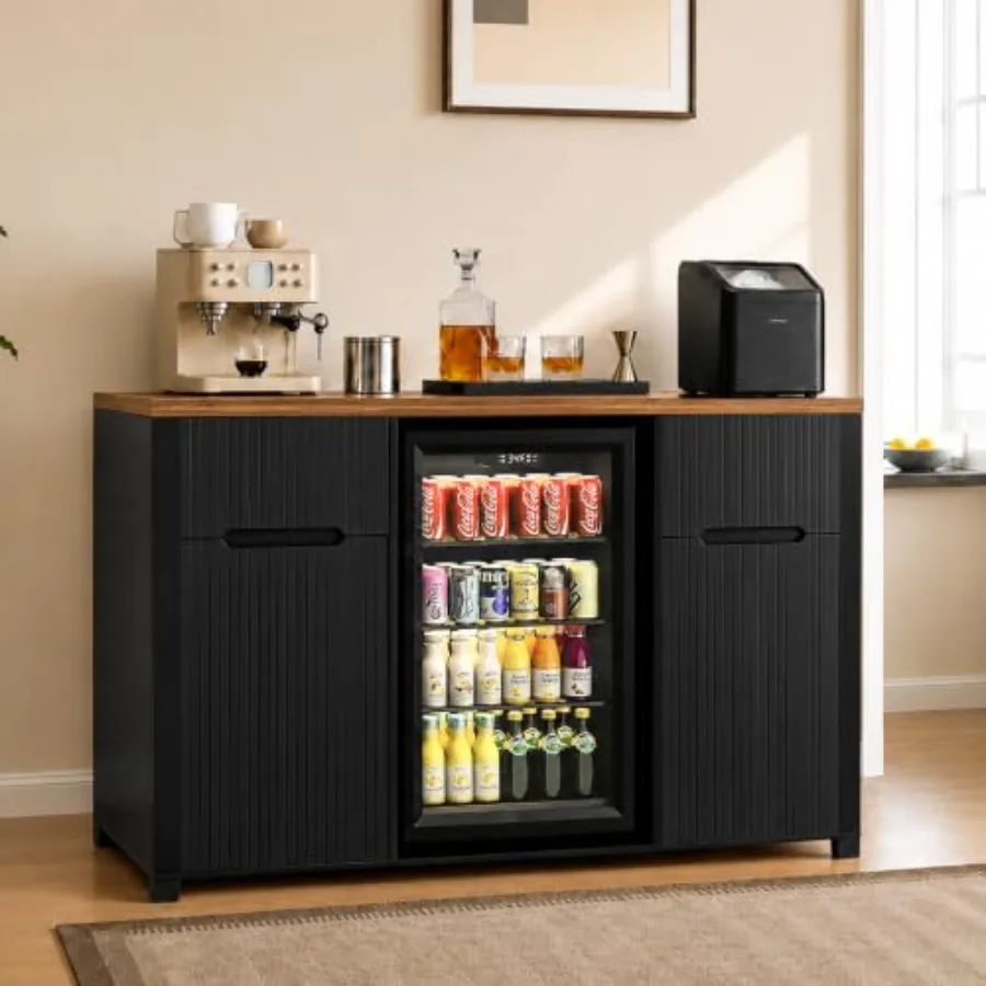 Coffee Bar Cabinet with Fridge Space, 53.1