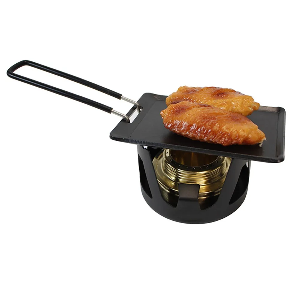 Durable Iron Mini Barbecue Tray Portable Easy to Clean Barbecue Plate Non Stick Surface Compact BBQ Grill Pan Camping Use