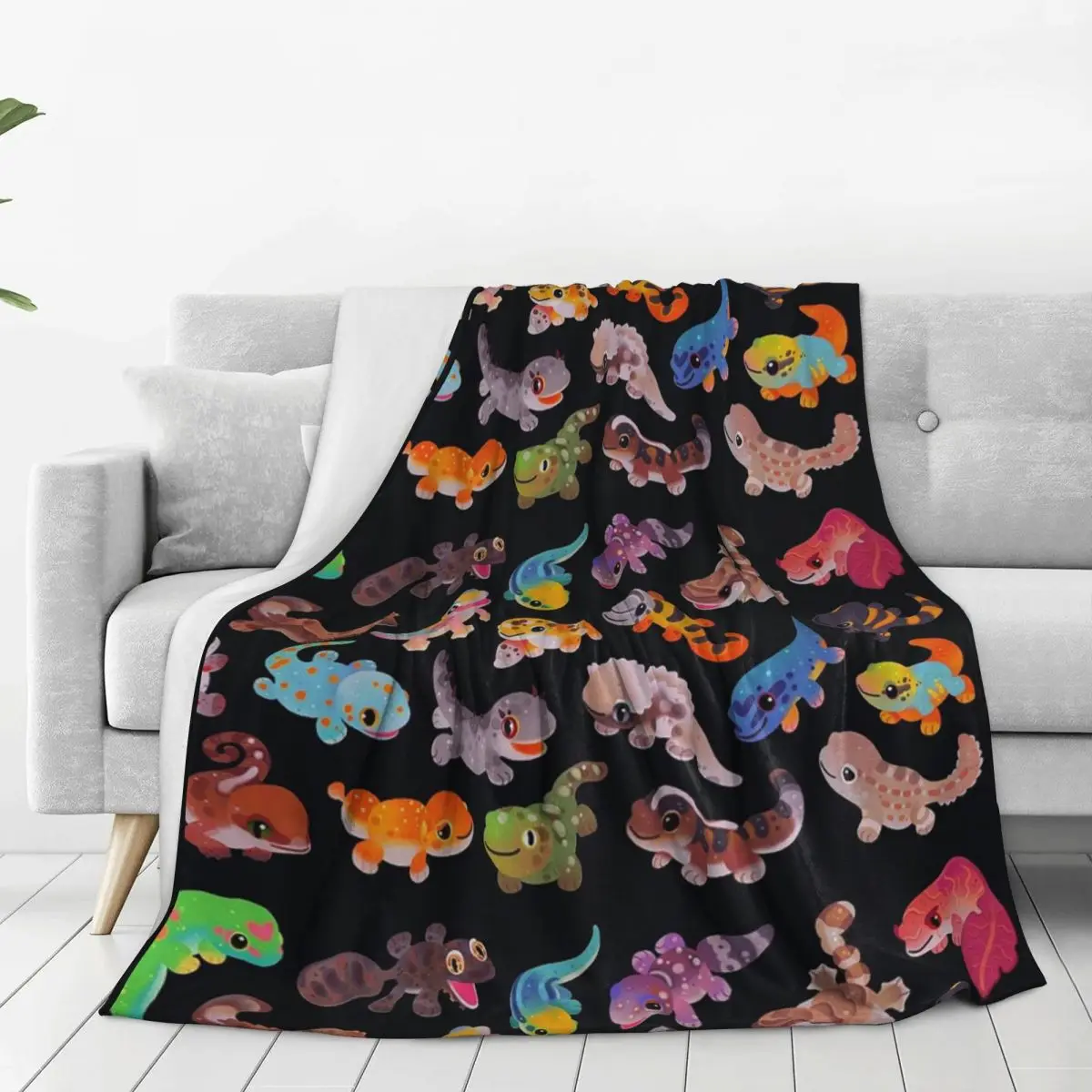 Gecko - Dark Blanket Flannel Portable Sofa Throw Blankets For Home Bedroom Travel Throws Bedspread Quilt