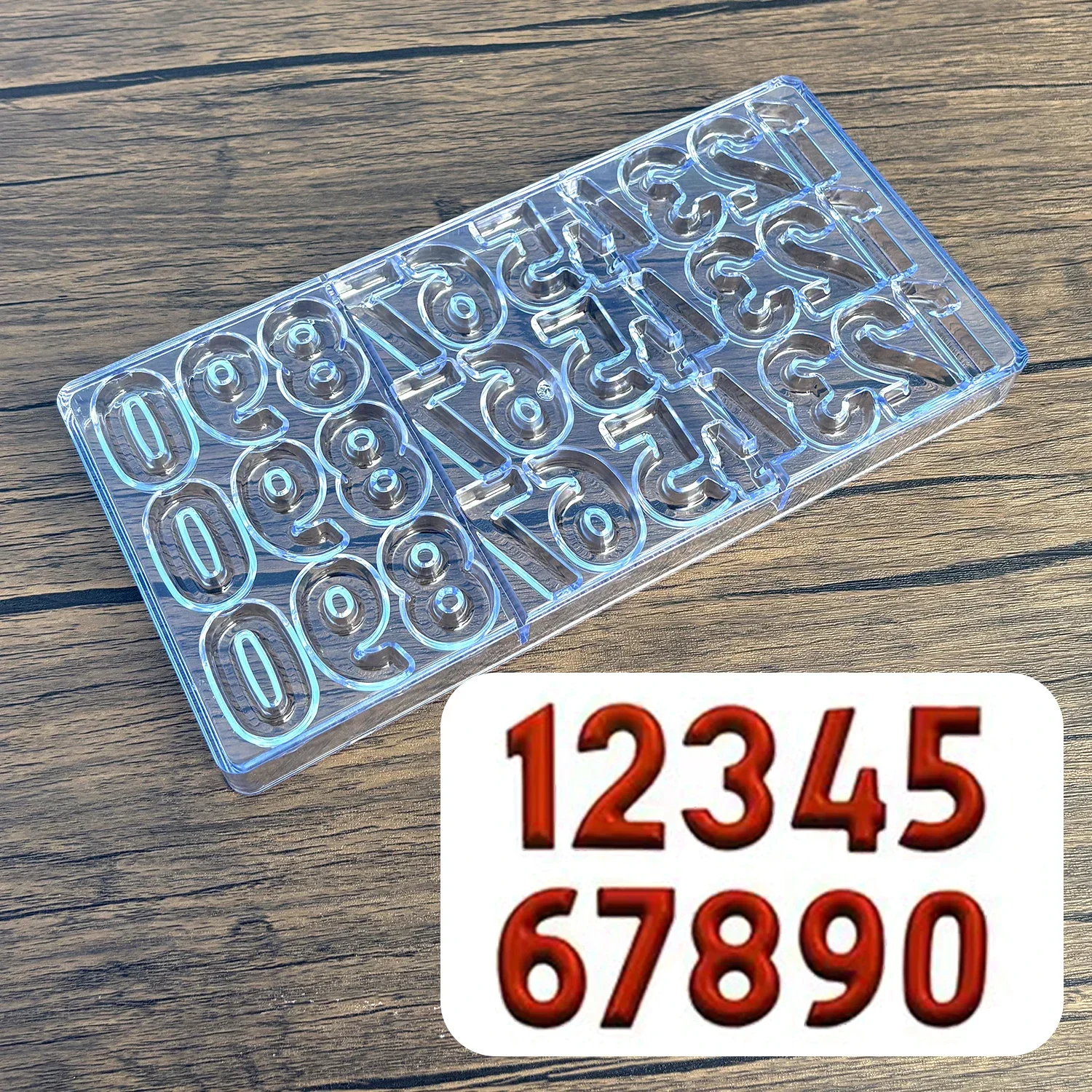 Polycarbonate Number Chocolate Mold, 0-9 Numeral Shape, Beginner Friendly, Home Use, DIY Baking Tool for Chocolate Candy Making