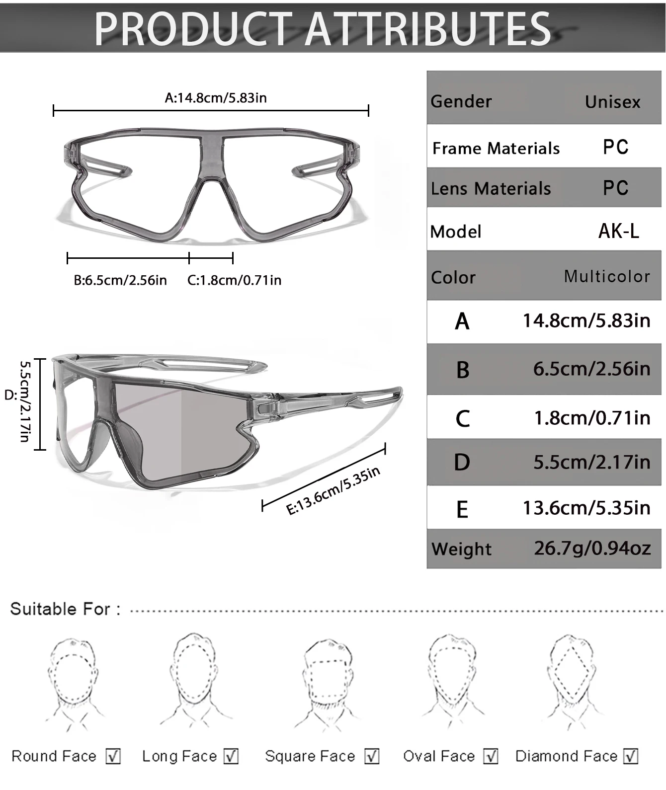 Männer Frauen Photochrome Motorrad Brille Outdoor Sport Großen Rahmen Winddicht Radfahren Laufen Wandern Brille – Detail 2