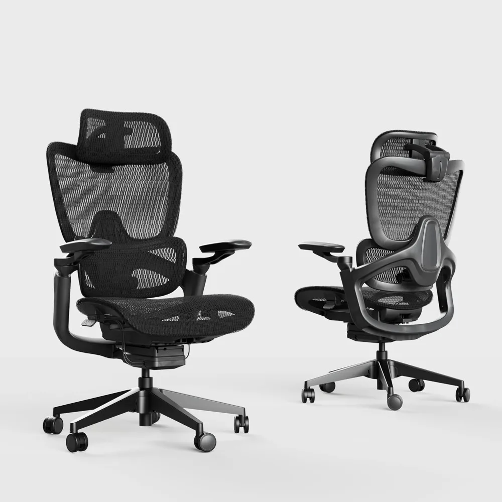 Ergonomic Office Chair, Large Size Home Desk and Chair, with Adjustable 3D Lumbar Support and Mesh Fabric
