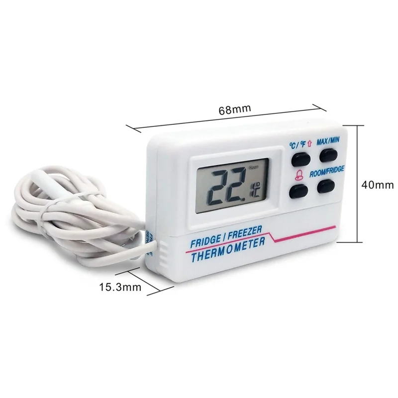 Digital Refrigerator Thermometer Indoor Outdoor Fridge Freezer Thermometer With 2 Sensor And Alarm For Home Restaurant Durable