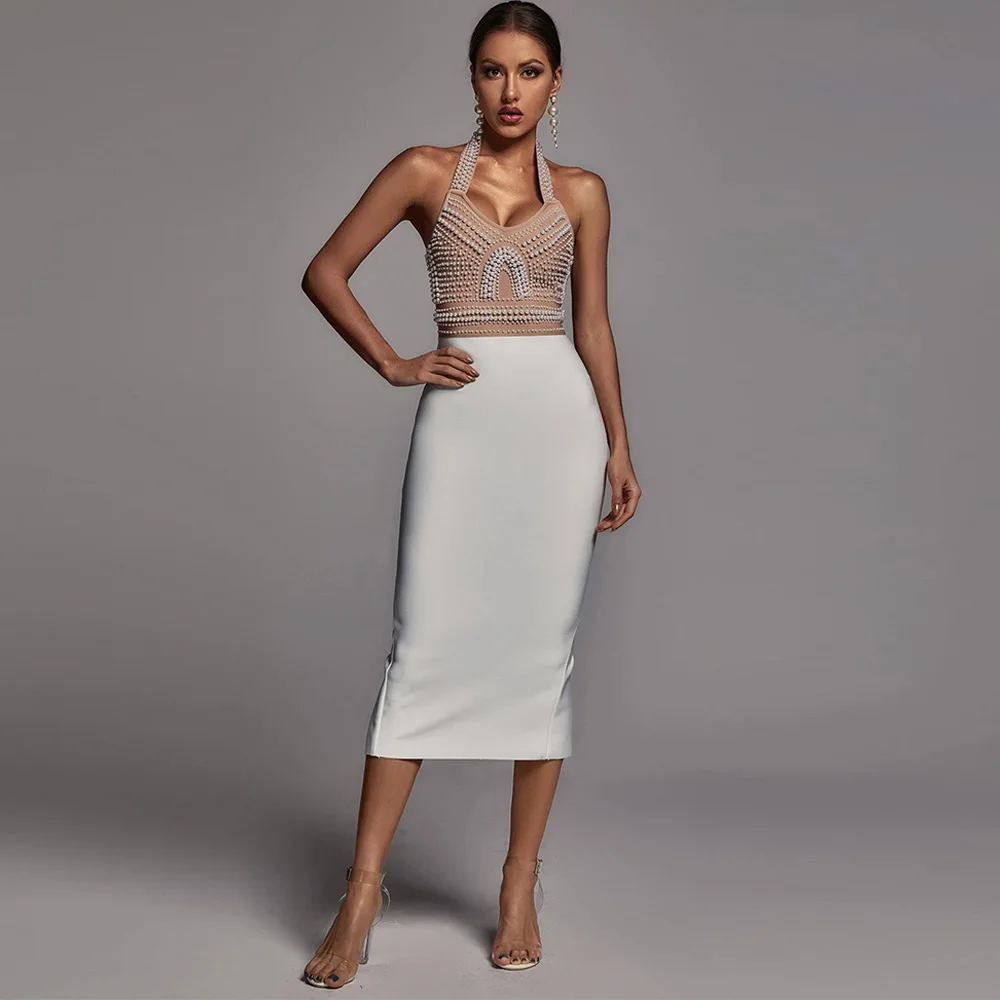 

Halter Sleeveless Evening Dress Customized Fashion Backless Mermaid Cocktail Dress High Quality Beading Special Occasion Gowns