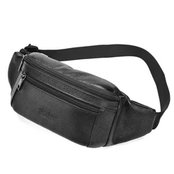 Bolso de cintura de cuero genuino suave portátil para hombres, bolso de pecho de un hombro, Scratchy de cuero de vaca informal de negocios, duradero