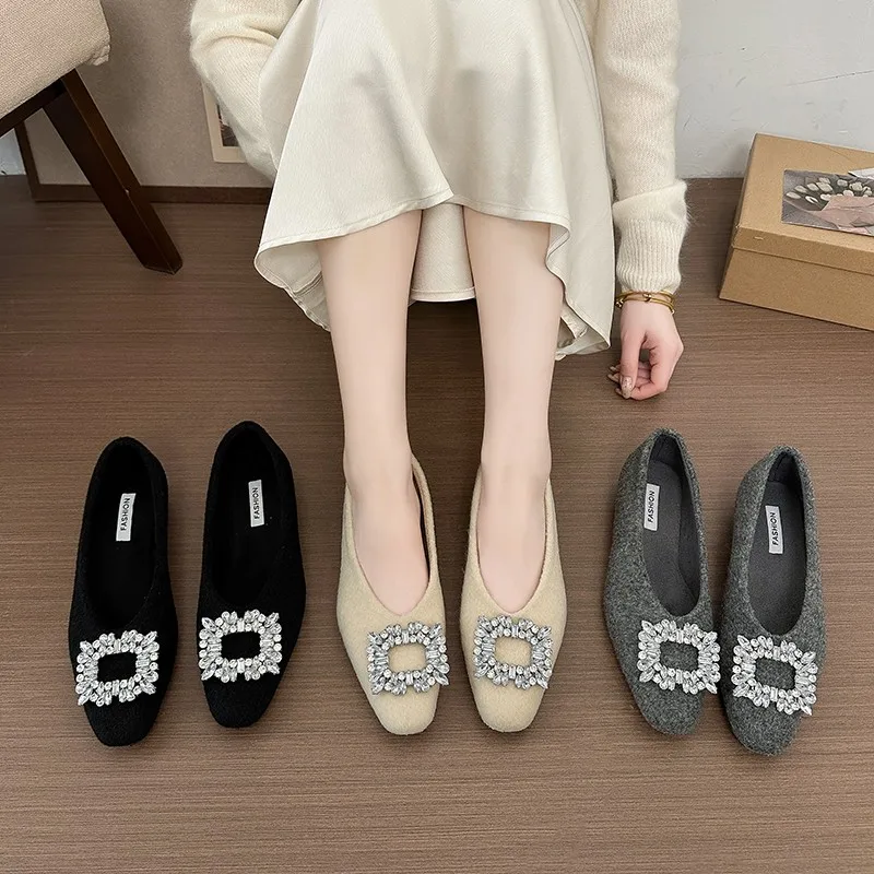 

Inside Heightened Velvet Rhinestone Single Shoes 2025 Autumn and Winter New Temperament Mary Jane Shoes Women