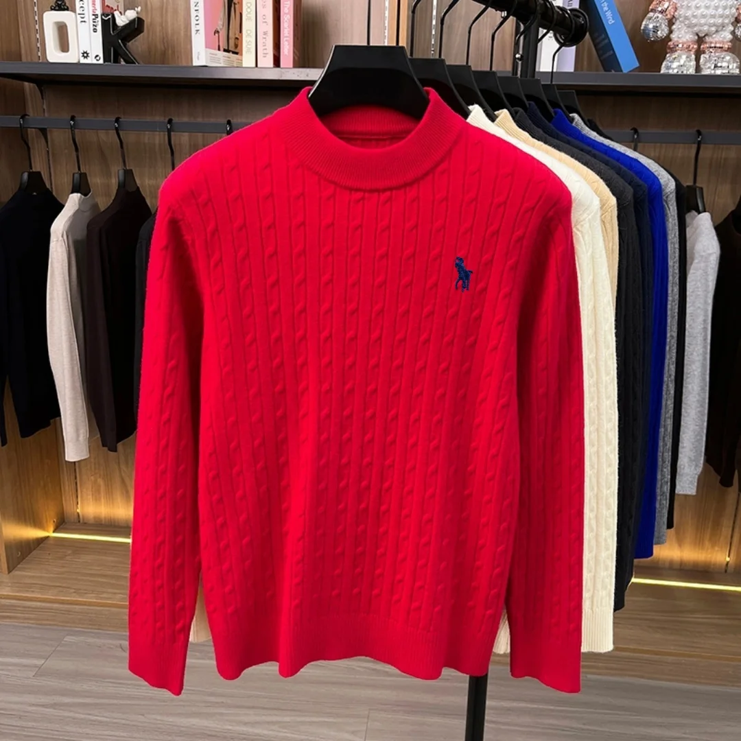 Luxuriöser Herren-Markenpullover für den Winter, hochwertiger Strickpullover mit Rundhalsausschnitt, Jacquard-Stickerei, langen Ärmeln, lässiger Modestil. – Detail 23