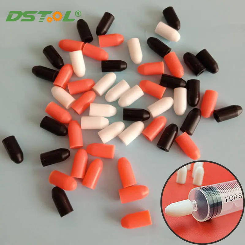 10Pcs Syringe Tips Silicone Rubber Needle Seal Caps Injection Dispensing Sealing 3mm Sealing Caps Plug Gasket Black White Orange