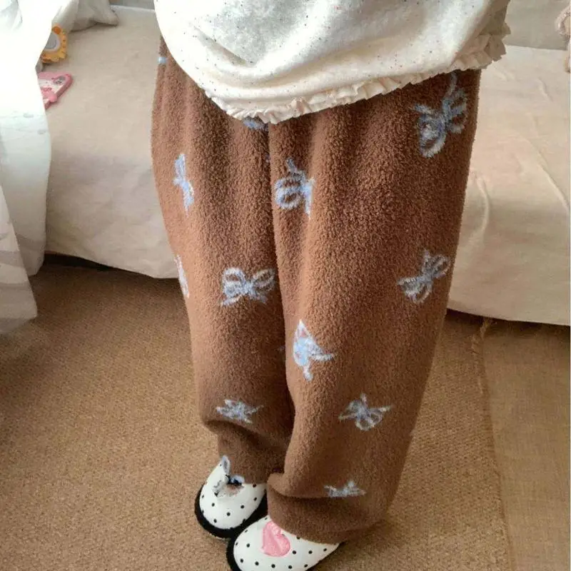 Korean Style Fashionable and Comfortable Women's Home Pants Thick and Sweet Teenage Pants Loose and Cute Girl's Sleeping Pants