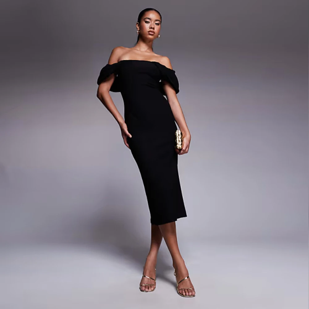 

Customized Backless Elegant Mother of the Bride Dress Tea Lenth Women Wedding Guest Modern Long Prom Party Gowns Midi