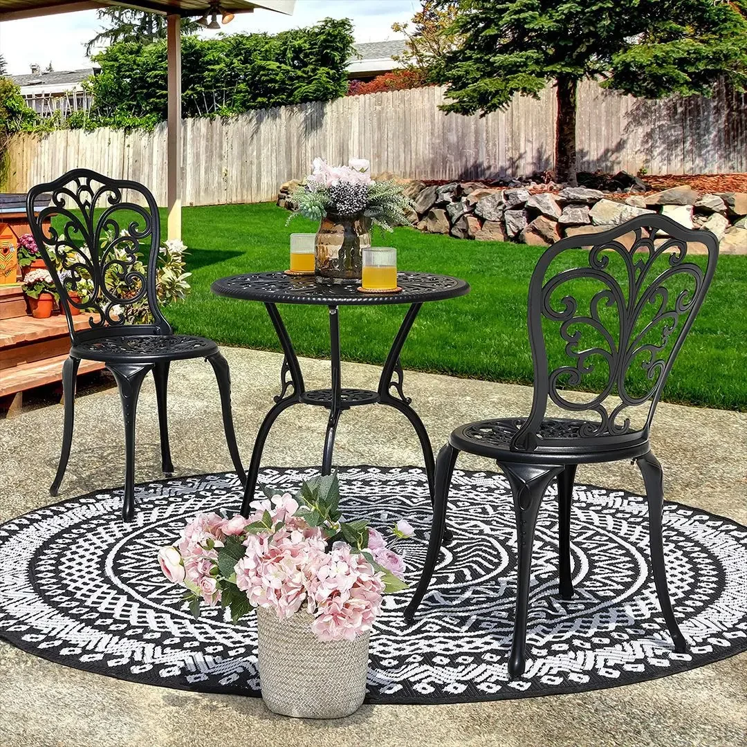Outdoor small table and chair three-piece balcony cast aluminum tea table outdoor garden leisure set aluminum alloy chair table