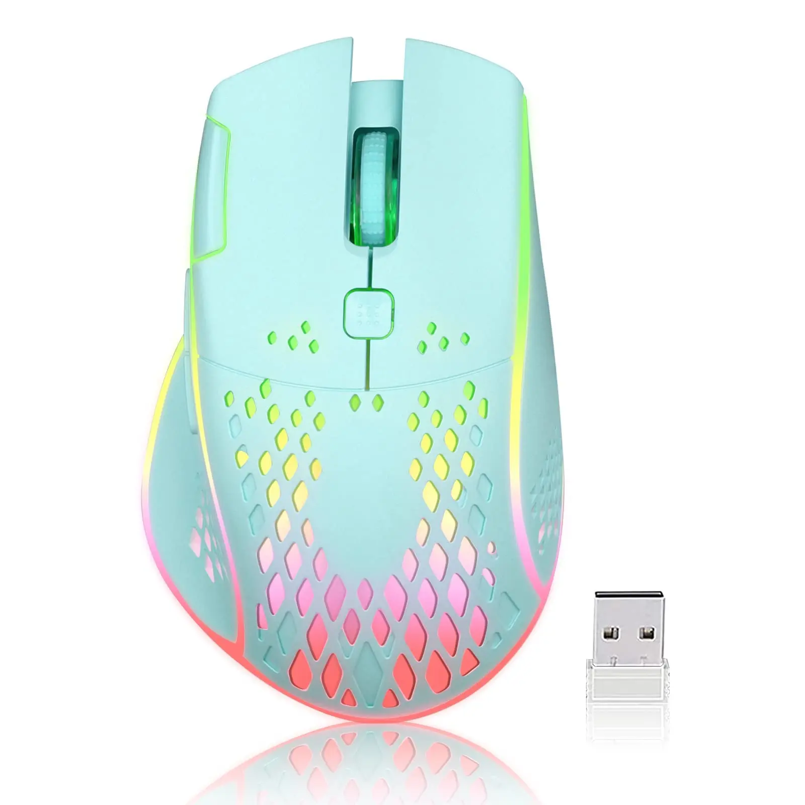 

Wireless Gaming Mouse Silent Click Colorful LED Lit Rechargeable Gamer Mouse with 3 Level Adjustable DPI For Laptop Conputer PC