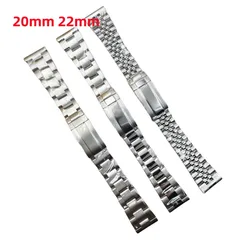 20mm 22mm Solid 316L Stainless Steel Universal Straight End Silver Oyster Jubilee Watch Strap Band Fits for Rolex SUB GMT Watch