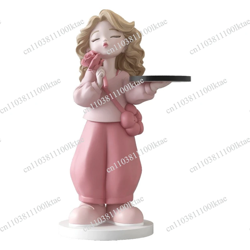 Little Fresh Girl Large Floor-to-ceiling Ornaments, Living Room Entrance TV Cabinet, Sofa Next To A Few Decorations