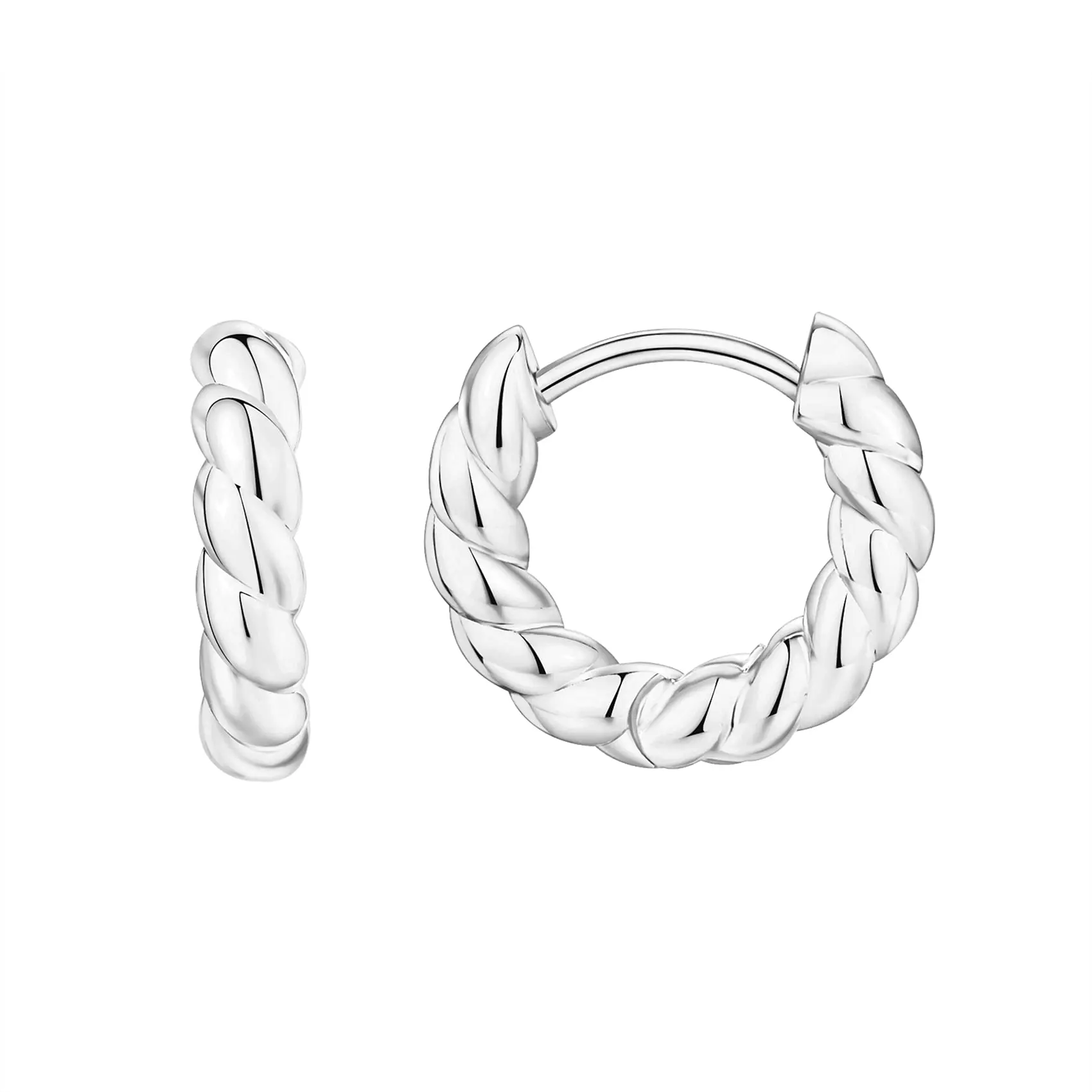 Shevalue New Women Twisted Huggie Earring Fashion Spiral Shape 14K Gold Plated Hoops With 925 Sterling Silver Post Mini Earrings