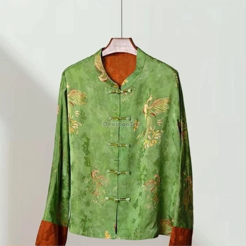 female 2026 new chinese style tang suit tops women's spring/autumn thin jacquard jacket top female simple long sleeved tops