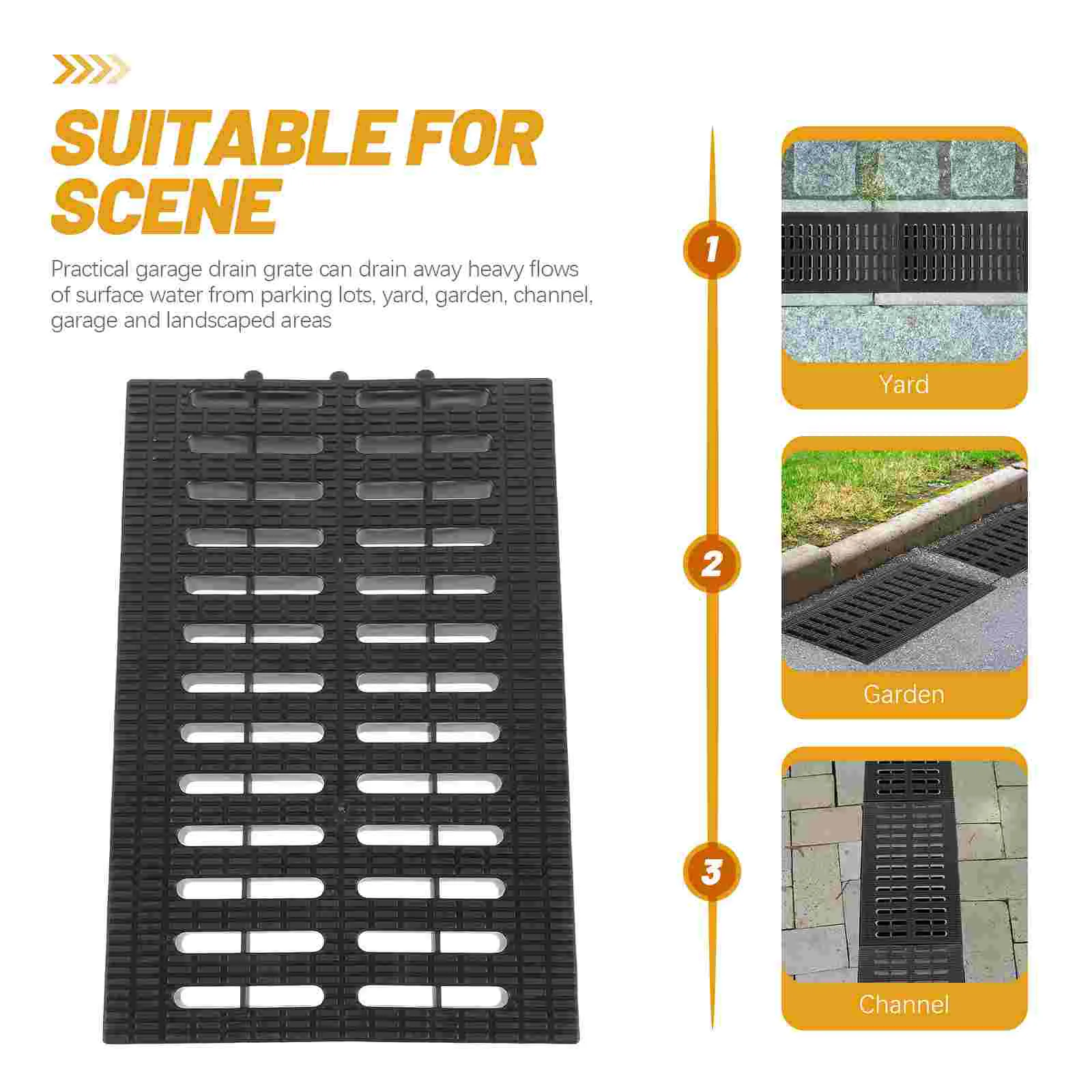 Trench Cover Channel Drain with Grate Accessory French System for Yard Outdoor Sewer Driveway and Grates Water