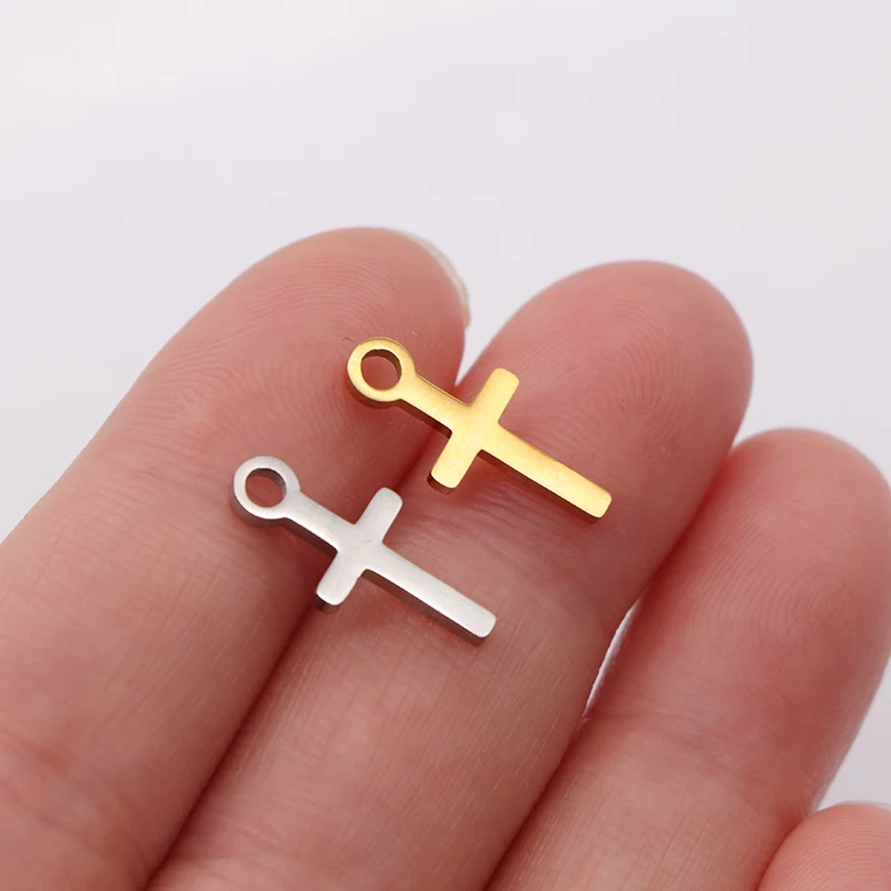 

10pcs/lot Mirror Polished Stainless Steel Cross Charm for Jewelry Making DIY Religion Crosses Pendants Accessories