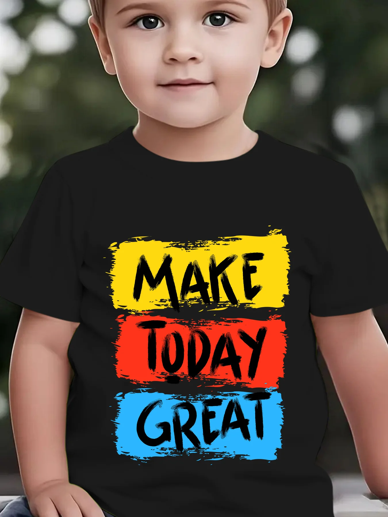 Cute Make Today Great Slogan Print Graphic Kids Tee Boys Girls Family Matching Cotton Crew Neck Short Sleeve Soft Summer Tee