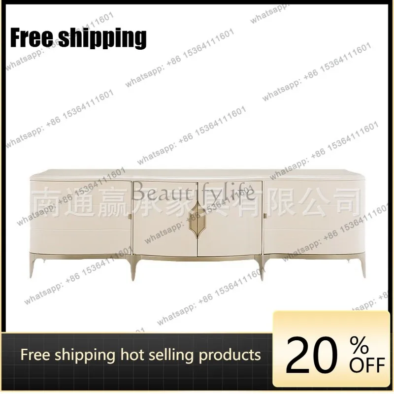 XX American country solid wood TV cabinet small apartment white floor cabinet