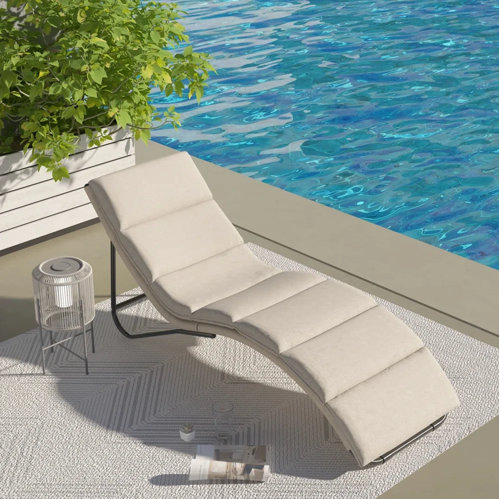 Outdoor Chaise Lounge Sunbathing Chair Arc Lounger With Wic…