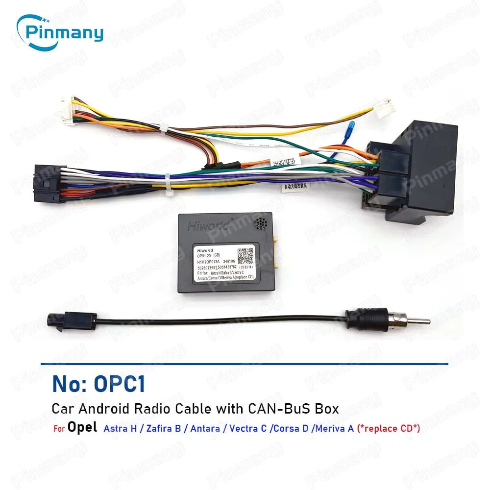 Car Android Headunit Power Wire Harness Adapter CAN Bus Decoder OPC1 for Opel Astra H Zafira B Antara Vectra C Corsa D Meriva A
