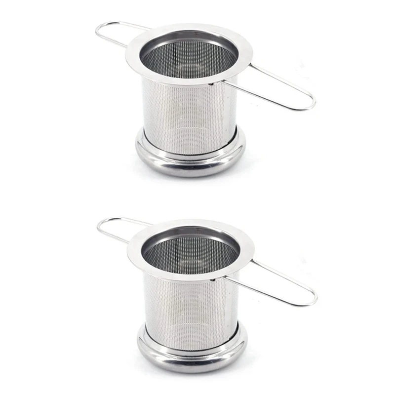 

Stainless Steel Tea Strainer Loose Tea Brewer, Ultra-Fine Mesh Loose Tea Device Foldable Handle Design With Lid 2PCS