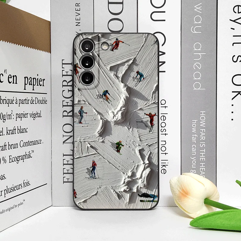 النفط اللوحة من مشهد الثلج التزلج نمط جراب هاتف ل ممن لهم رينو 13 12 F 11 10 برو زائد A98 A74 البحث X8 X5 X3 لايت غطاء ناعم