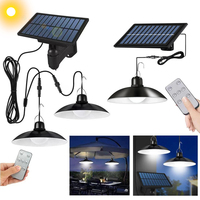 Double Head Solar Pendant Light Outdoor Indoor Split Solar Shed Lights Remote Timer 3M Power Cord Courtyard Garden LED Spotlight