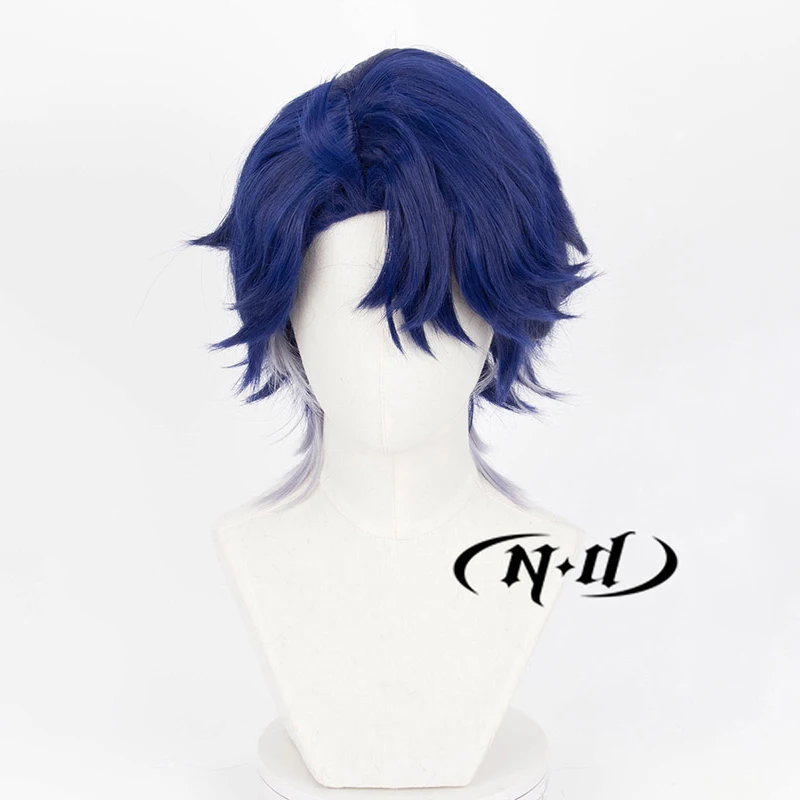 ND Sampo Koski تأثيري الباروكات هونكاي ستار السكك الحديدية تأثيري قصيرة الأزرق الداكن خصلات الشعر المستعار للعبة كوميك كون كوزر مقاومة للحرارة الاصطناعية