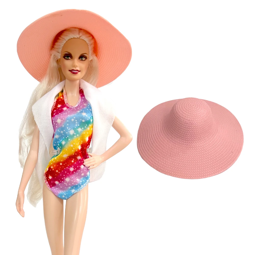 NK 1 Pcs Fashion Pink Hat For Barbie Doll  Accessories Modern Cap Headwear Hairwear Decoration Girl' 1/6  Doll  Beach Toys