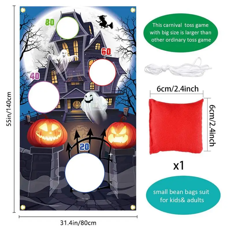 Мешок-погремушка на Хэллоуин, игровой баннер, призрак, украшение в виде тыквы, сумка для метания фасоли, товары для вечеринок, декор для детей и взрослых в помещении и на открытом воздухе