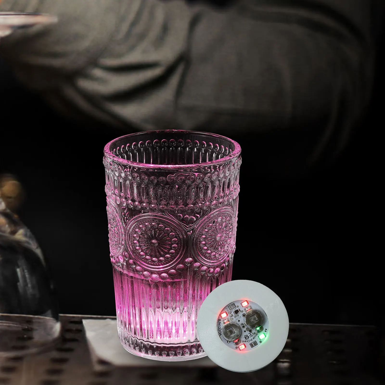12Pcs LED Cup Coasters Acrylic Light Up Flash Coasters Bar Table Mats Decorative Party Dining Cup Pads Glowing Heat Proof