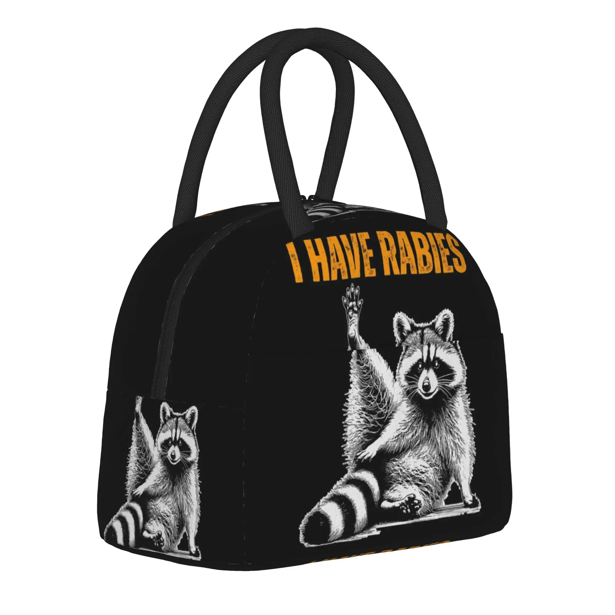 I Have Rabies Funny Racoon Warning Handheld Thermal Cooler Bag Meme Lightweight Insulated Lunch Bag Multifunction Bento Box Work