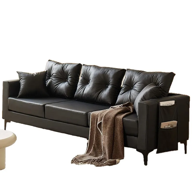 

Sofa small apartment rental room, clothing store lounge area reception double triple black leather sofa