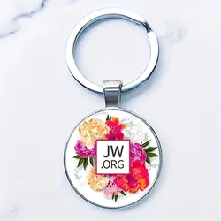 JW butterfly pendant keychain glass cabochon art photo durable alloy perfect gift idea